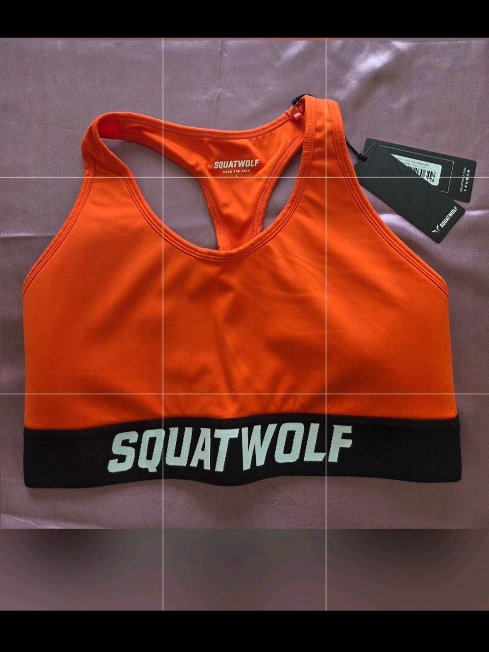 NWT SQUATWOLF Women's Orange Racerback Sports Bra - Medium Support - Size L